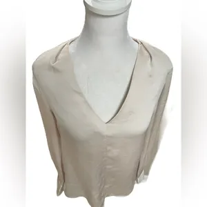 Banana Republic Beige Long Tie Sleeve V-Neck Blouse Size XS thumbnail 3