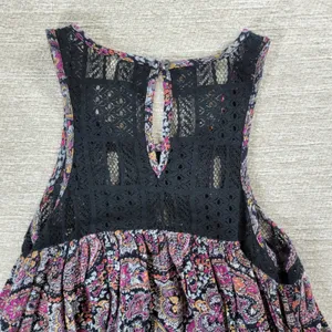 Hollister Babydoll Tank Dress XS Black Paisley Lace Sequin Beaded Swing Boho thumbnail 6