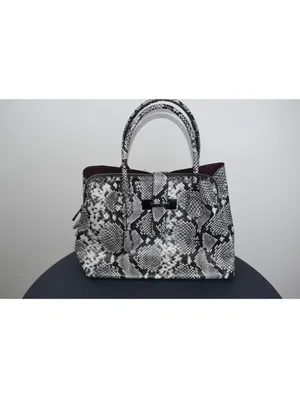 ALDO Black White Snakeskin Print Tote Bag Black Lining thumbnail 2