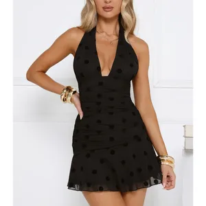 Hello Molly Halter Mini Dress Polka Dot She's So Current Size XS in Black thumbnail 5