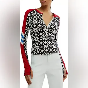 NWT FREE PEOPLE FP Movement Women's Kick Off Printed Layer Top in Aspen Onyx thumbnail 3