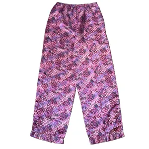 Vintage Silky Satin Pajama Pants Sz M Wide Leg Pink Purple Lagenlook Lounge 90s thumbnail 3