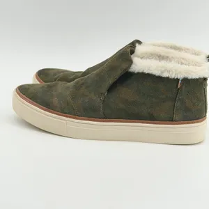 TOMS Womens 10‎ Camo Suede Faux Fur Lined Slip On Sneaker Mid Top Boots Green thumbnail 3