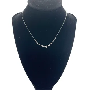 NWT Nordstrom Silver Tone Cubic Zirconia Chain Link Necklace thumbnail 1