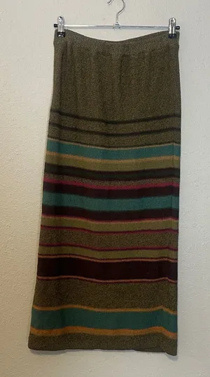 DOUBLE‎ D RANCH- Southwest Stripped Knit Maxi Skirt Linen/ Nylon Blend Size XS thumbnail 1