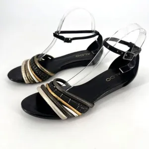 Aldo Gold Silver Metallic Strappy Women’s Flats Sandals‎ Size 7.5 leather thumbnail 3