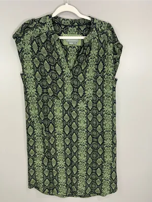 Anthropologie Rachel Tunic Dress Green Snake Print Size Small thumbnail 3