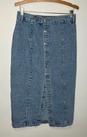 SHEIN Y2K style button front denim straight pencil skirt‎ women size 8/10 trendy thumbnail 1