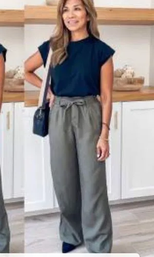 Knox Rose High rise wide leg pants in olive green size XXL fits women's 16-18 New … thumbnail 4