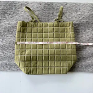 Bath & Body Work Sage Green Quilted Faux Suede Tote Bag Purse thumbnail 2