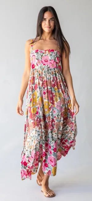 Natural Life Patti Side Slit Maxi Dress Boho Summer Floral Medium thumbnail 1