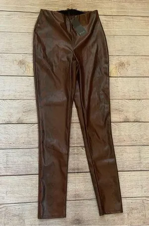 Nasty Gal faux leather snake print size 4 leggings NWT Pull On Pants thumbnail 1