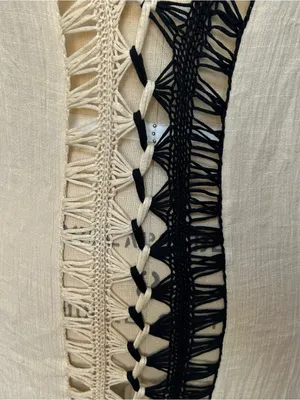 Cream Crochet Trim V-Neck Coverup with Black Accent thumbnail 2