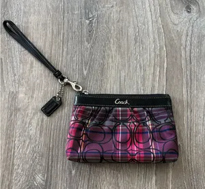 Vintage Y2k Coach Poppy Signature Plaid Tartan Pleated Wristlet Wallet thumbnail 1