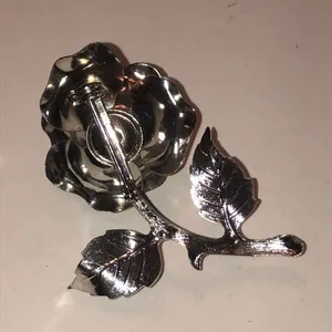 Silver Tone Vintage Rose Brooch thumbnail 5