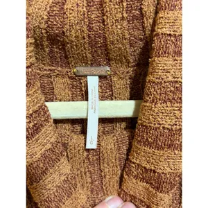 Free People L Edith Striped Turtleneck Sweater Brown Crop Tank Sleeveless Ribbed thumbnail 9