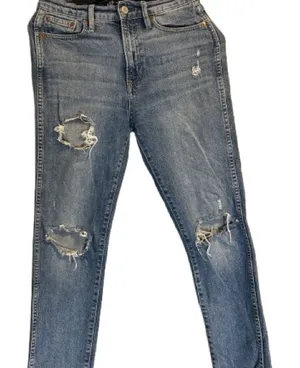GAP Blue Distressed Straight Leg Jeans thumbnail 3