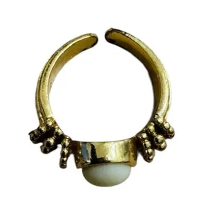 Sézane Gold Ring with White Center Stone - Women's Fashion Jewelry thumbnail 1