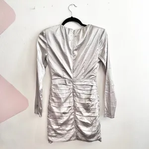 Revolve Silver Satin Mini Dress Sz XS‎ Party Cocktail Cut Out thumbnail 3