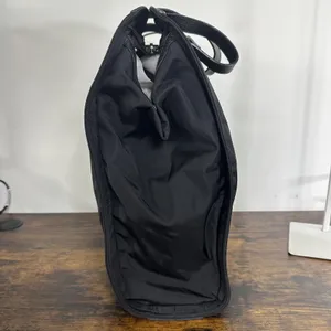 Burberry Tote Bag Womens Large Black Nylon Leather Logo Shoulder Zip Top Handle thumbnail 6