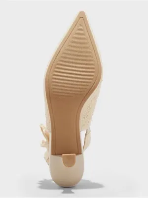 A New Day Pearl-Embellished Cream Slingback Kitten Heel thumbnail 4