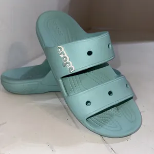 Crocs Classic Two-Strap Slide Sandals Aqua Blue Jibbitz Attached Women's 9 thumbnail 1