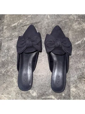 J. Crew Navy Blue Suedes Bow Mules Size 9 thumbnail 3