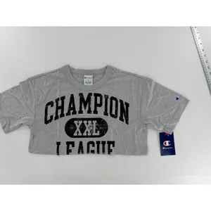 Champion Womens Crop Top Small Gray Varsity Graphic Athletic Streetwear NWT thumbnail 2