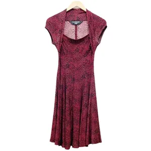 Norma Kamali Dress XS Red Snake Print Shrug Fit Flare Stretch Midi Animal Print thumbnail 2