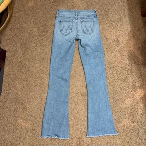 Mother High Waisted Runaway Step Fray Kick Flare Jean Kiss and Make Up Blue 24 thumbnail 5