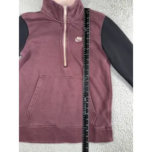 Nike Quarter Zip Pullover Women S Burgundy Black Colorblock‎ Fleece Mock Neck thumbnail 5