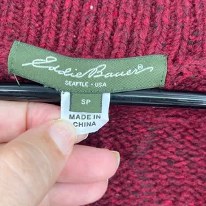 Eddie Bauer Cable Knit Angora Cardigan Womens Sweater Sz SP Fisherman Preppy thumbnail 10