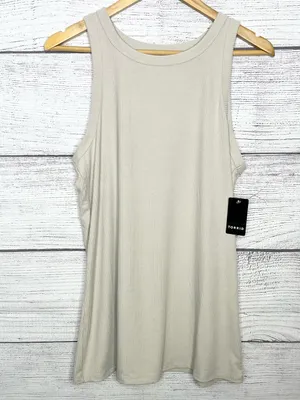 NWT Torrid Super Soft Ribbed High Neck Sleeveless Tank Top Size 2X Cream Gray thumbnail 10