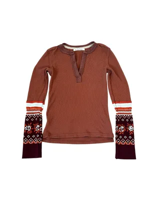 Free People We The Free Mikah Thermal Top Knit Cuff Sleeves Boho Grunge Gorpcore thumbnail 2