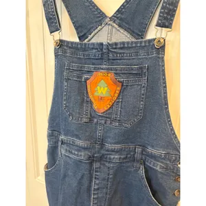 Disney Pixar Up‎ Junior Wilderness Explorer Embroidered Denim Shortalls Size XL thumbnail 4