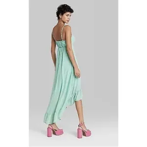 Women's Sleeveless High-Low Hem Chiffon Dress - Wild Fable Aqua Green XS NWT thumbnail 2
