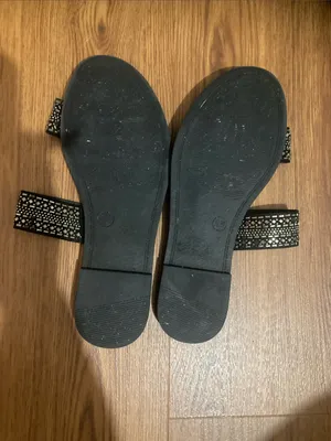 a new day Black Slide Sandals with Sparkle Straps thumbnail 4