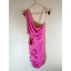 Hello Molly Mini Dress Women Size 6 Pink One‎ Shoulder Ruched Side Cutout Mesh thumbnail 8