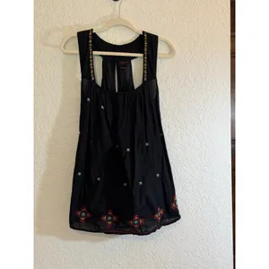 Torrid Embroidered Beaded Tank Top Black 1 Womens Boho Peasant Festival thumbnail 2