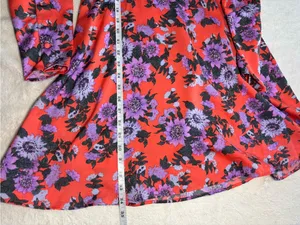 Free‎ People Coral Dress with Purple Floral Print thumbnail 12