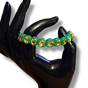 Turquoise blue and yellow gemstone stretch bracelet thumbnail 2