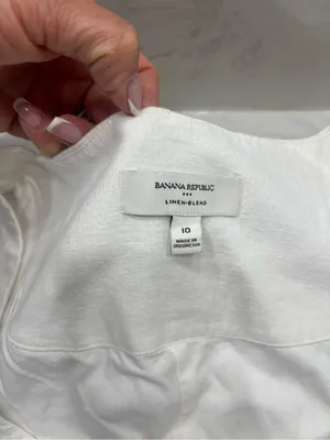 NWOT Banana Republic White Linen-Blend Top thumbnail 5