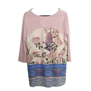 Womens Floral Paisley‎ Tunic Top L 3/4 Sleeve Pink Mixed Media Le Lis Spring NWT thumbnail 4
