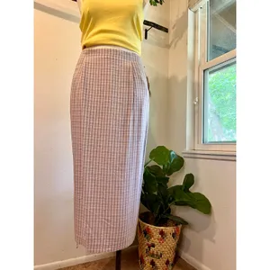 Deadstock 90s Purple Gingham USA Made Rayon Midi Skirt Size 16 Susan Bristol thumbnail 12