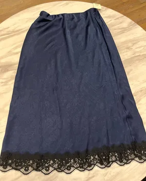 Brand New A New Day Navy Satin Lace Hem Slip Skirt Size Small thumbnail 2