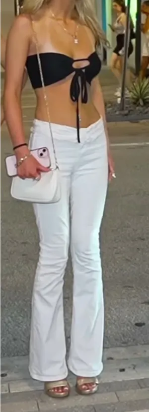 Urban Outfitters White BDG Ruched V-Front Flare Jeans thumbnail 1