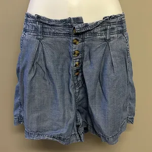 American Eagle Blue High Rise Button Down Pleated Pocketed Mom Shorts- Size 14 thumbnail 1
