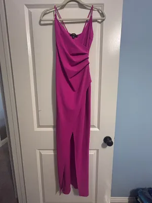 Lulus Secret Admirer Magenta Ruched Surplice Maxi Dress thumbnail 3