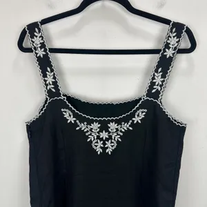 J.Crew Embroidered Linen Shift Dress Mini Boho Resort Vacation Black US 4 NWT thumbnail 13