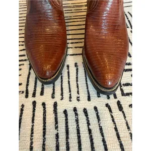 Vintage Exotic Lizard Leather Cowboy Boots Brown Western Unmarked thumbnail 2